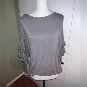 Apt. 9 Light Gray Ruffle Sleeve Tee